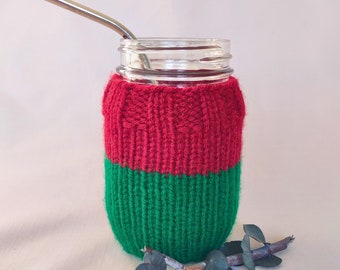 Mason Jar with Red & Green Cozy