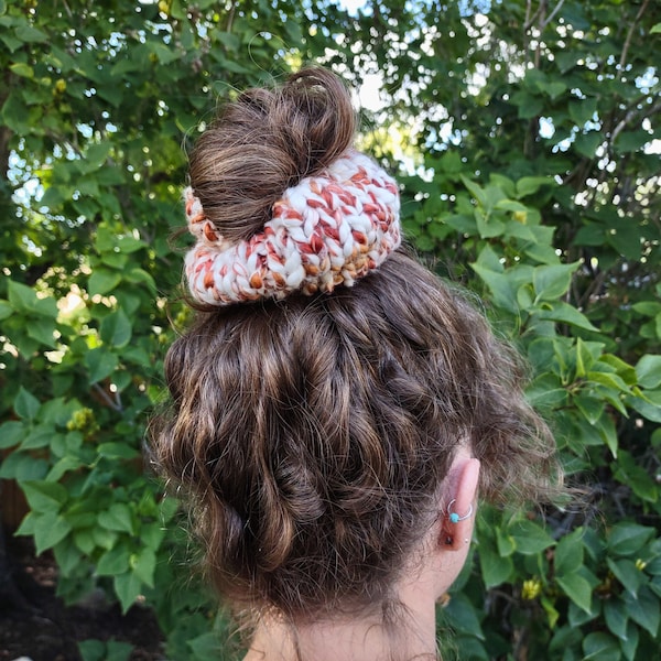 Chunky Warm Colored Marled Knitted Scrunchie