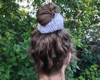 Chunky Gray Marled Knitted Scrunchie