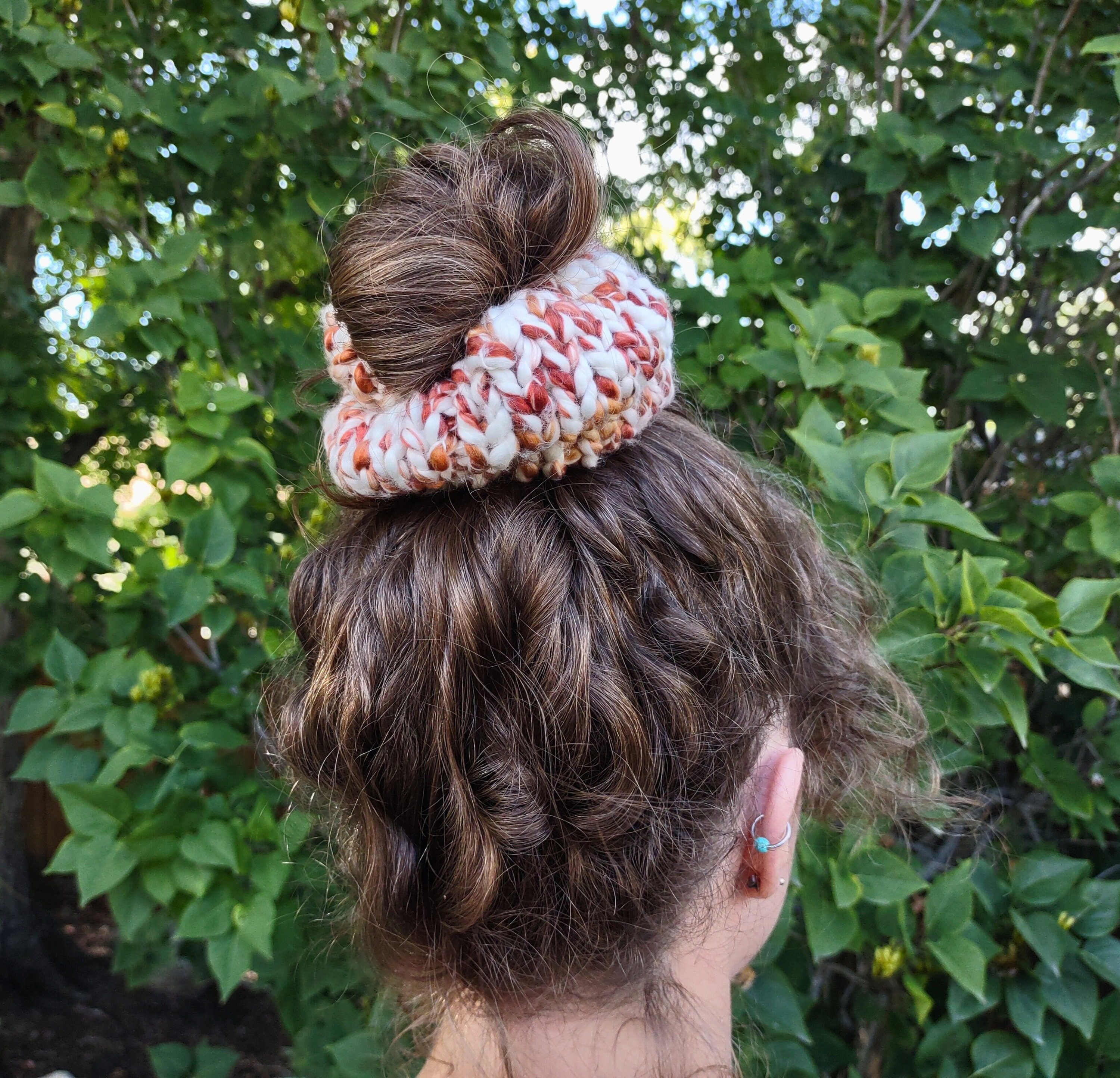 Chunky Warm Colored Marled Knitted Scrunchie