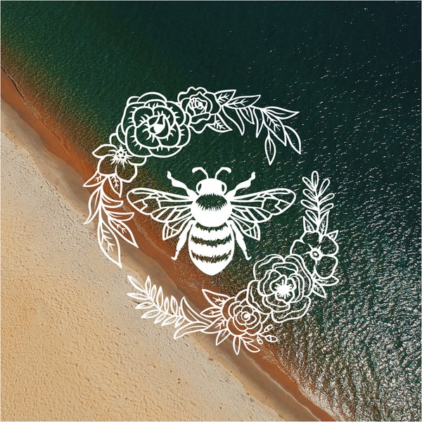 Save the Bees Floral Ring Vinyl Decal | Bee Decal | Boho Decal | Save Planet | Tumbler Decal | Water Bottle Decal | Laptop Decal | Car Decal