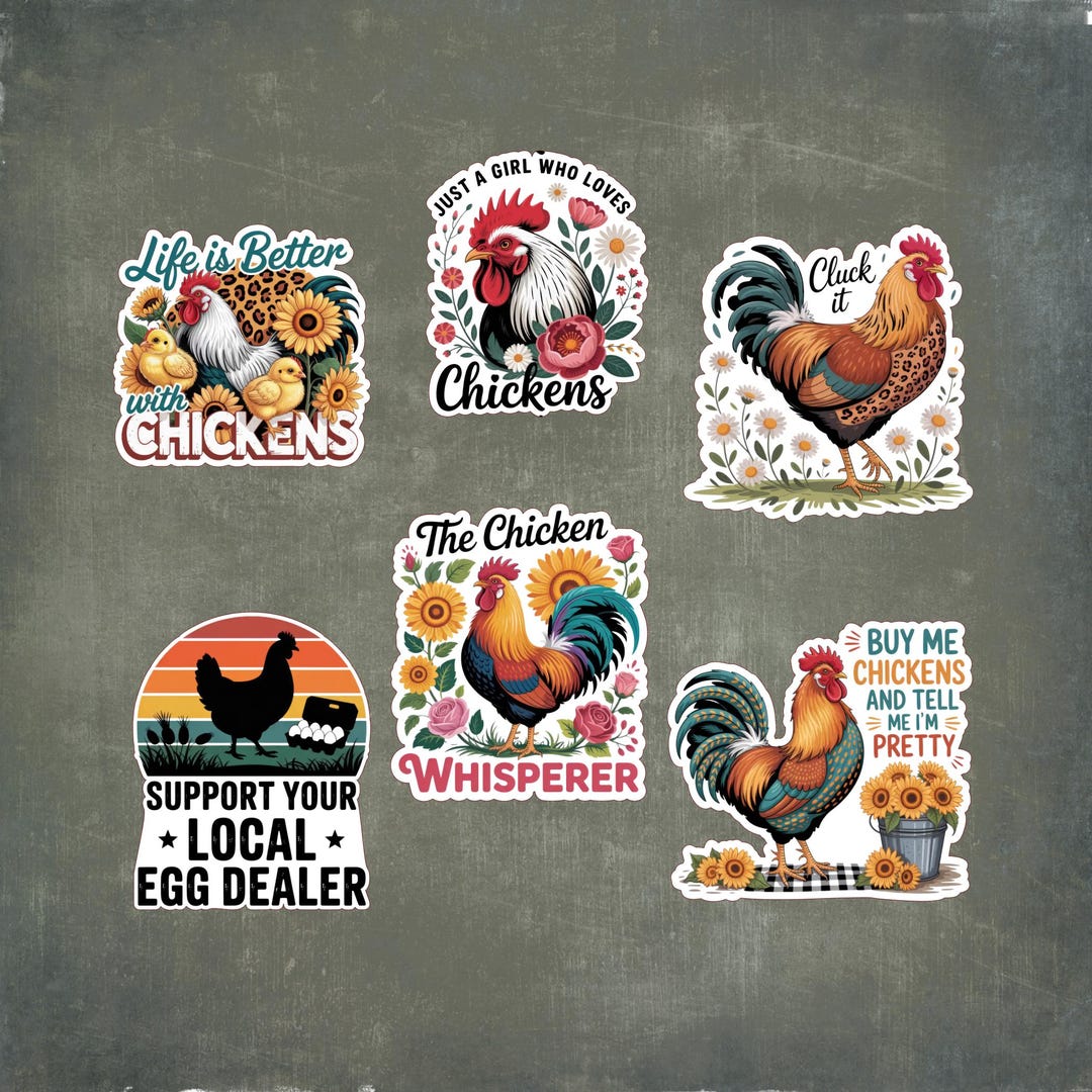 Watercolor Chicken Sticker Pack of 6 Stickers, Cluck It, Support Egg ...