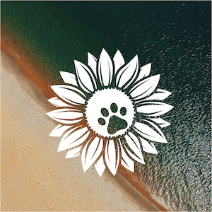 Sunflower With Dog Paw Vinyl Decal | Paw Print | Pet Lover | Dog Mom| Pets | Tumbler Decal | Water Bottle Decal | Laptop Decal | Car Decal