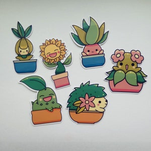 Cute Kawaii Plant Sticker Set | Sticker Pack | Waterproof | Plants | Watercolor | Adorable| Laptop Sticker | Water Bottle Sticker