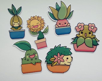 Cute Kawaii Plant Sticker Set | Sticker Pack | Waterproof | Plants | Watercolor | Adorable| Laptop Sticker | Water Bottle Sticker