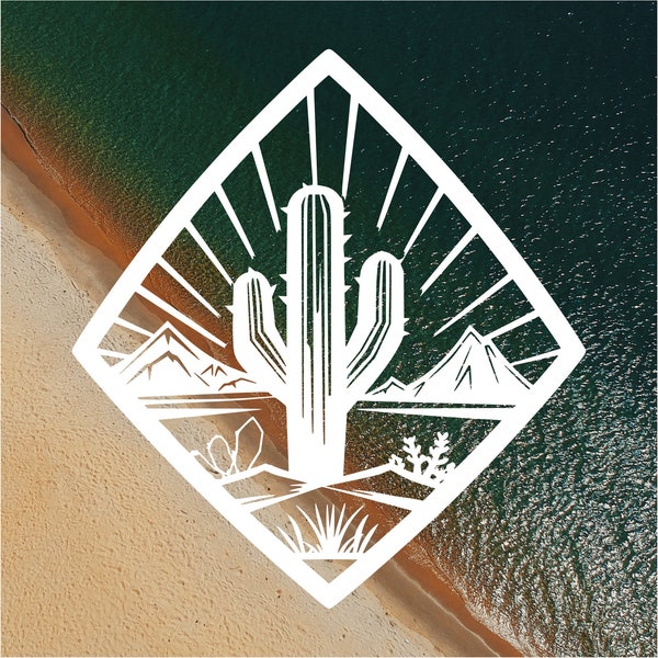 Triangle Mountain Cactus Desert Vinyl Decal Car Decal Window Decal Adventure Lover  Water Bottle Decal   Mountain Life  Unique  Laptop Decal