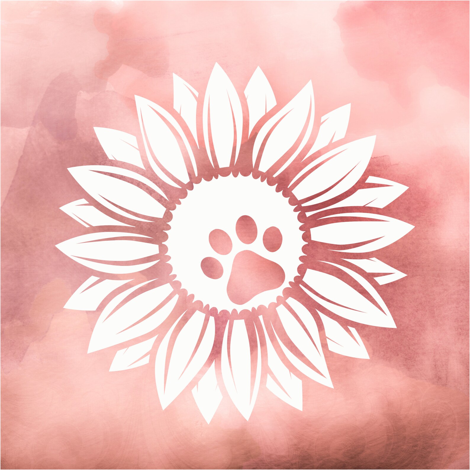Sunflower With Dog Paw Vinyl Decal Paw Print Pet Lover Etsy