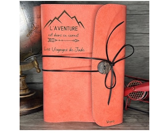 Vintage Personalized Travel Journal, Writing Notebook, Diary, Notebook, Voopies Travel Diary. Made in France