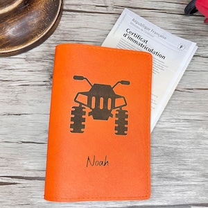 Pochette Carte Grise Personnalisée Orange, Etui Carte Grise, Porte Assurance, Permis. Cadeau Parfait pour l'obtention du Permis