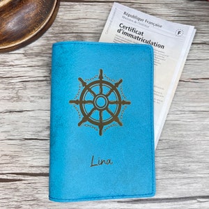 Pochette Carte Grise Personnalisée Bleu Ciel, Etui Carte Grise, Porte Assurance, Permis. Cadeau Parfait pour l'obtention du Permis