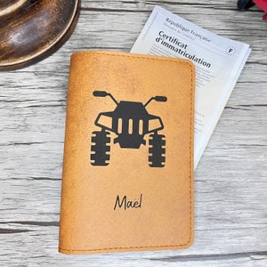 Pochette Carte Grise Personnalisée Camel, Etui Carte Grise, Porte Assurance, Permis. Cadeau Parfait pour l'obtention du Permis