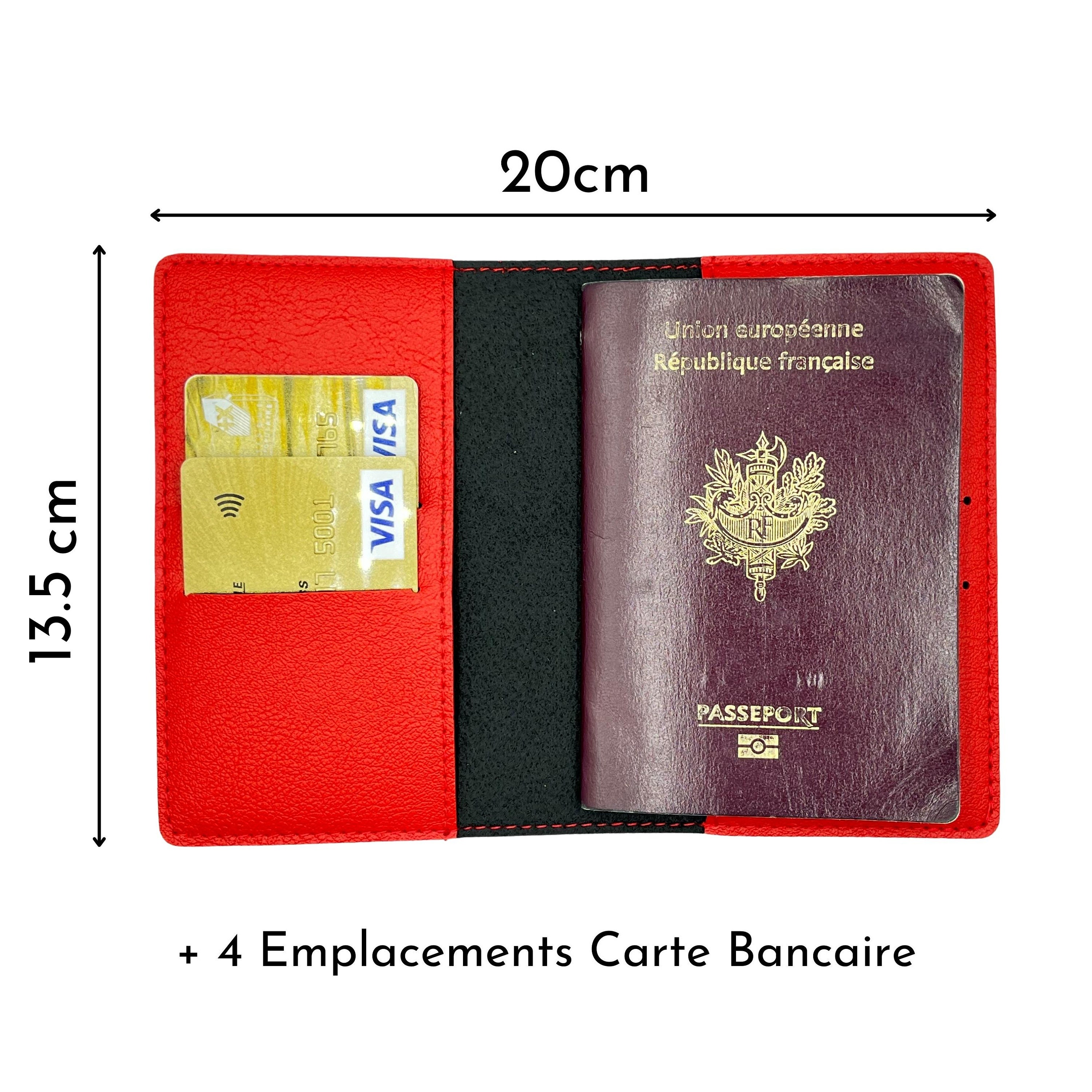 Protège-passeport personnalisable noir grainé made in UE, Porte-passeport