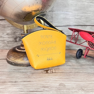 Personalisierte gelbe Geldbörse. Frau, Mann oder Kind. Anpassbares Geschenk