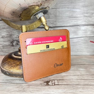 Porte Carte Personnalisé Marron, Femme ou Homme. Cadeau Personnalisable