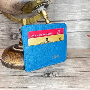 Porte Carte Personnalisé Bleu Ciel, Femme ou Homme. Cadeau Personnalisable