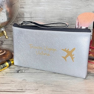 Personalized Silver Toiletry Bag. Travel bag, makeup bag, barber box, cable holder. Made in France in Sarthe.