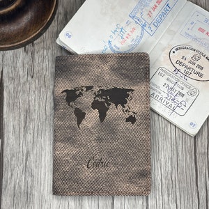 Passport Cover Personalized Jean Brown