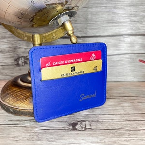 Porte Carte Personnalisé Bleu, Femme ou Homme. Cadeau Personnalisable