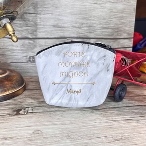 Porta-moedas em mármore branco personalizado. Mulher, Homem ou Criança. Presente personalizável