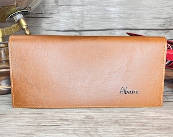 Personalized Brown Women's Wallet. Made in France, in our workshop in Sarthe, Voopies