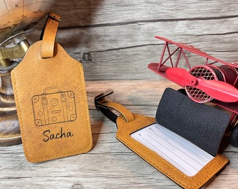 Personalized Camel Luggage Tag Holder, Suitcase Tag. Gift for travel lover.