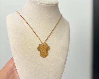 Big Face minnnie mouse face necklace; Gold Disney necklace