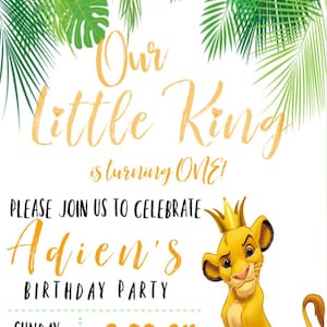 Lion king invitation, Baby Simba invitation, Lion King Birthday Invitation