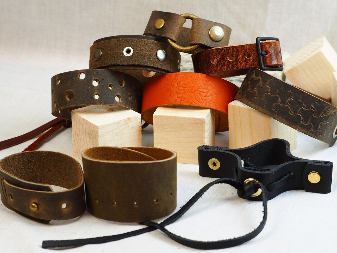 Hand Made Leather Scarf Cuffs, Leather Shawl Wrap, Cowl Cuff, Genuine Leather Bracelet, Custom