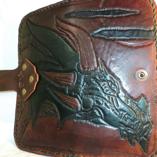 Dragon Themed Leather Wallet of Coin Carry; Completed Custom Order; Snap Closure; Personalization Available; Men's Wallet; Women's Wallet