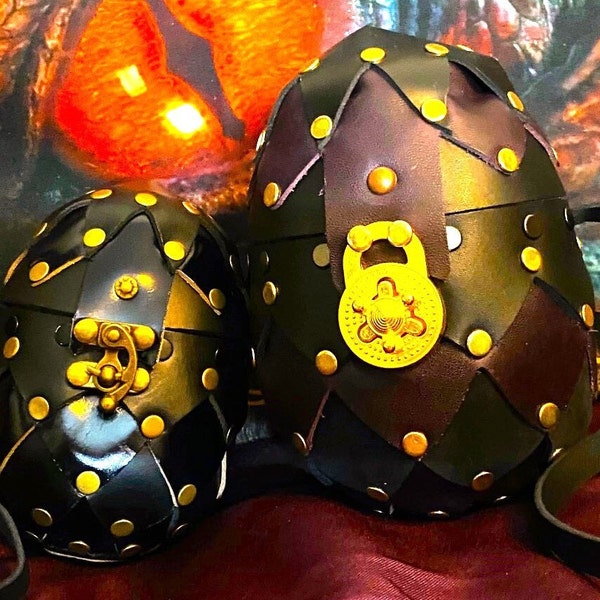 Leather Dragon Egg Purse: Riveted Dice Bag, Coin Pouch