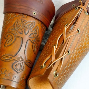 Leather Bracers; Custom Fit and Personalized; Arm Guards; Vambraces; Custom LARP Armor; RenFaire Costume Armor
