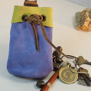 Sky Blue Medium Leather Pouch Belt Bag; Medieval Satchel Style Hip Bag; Baby Blue Drawstring Handbag; Large Coin Purse; Personalization Too