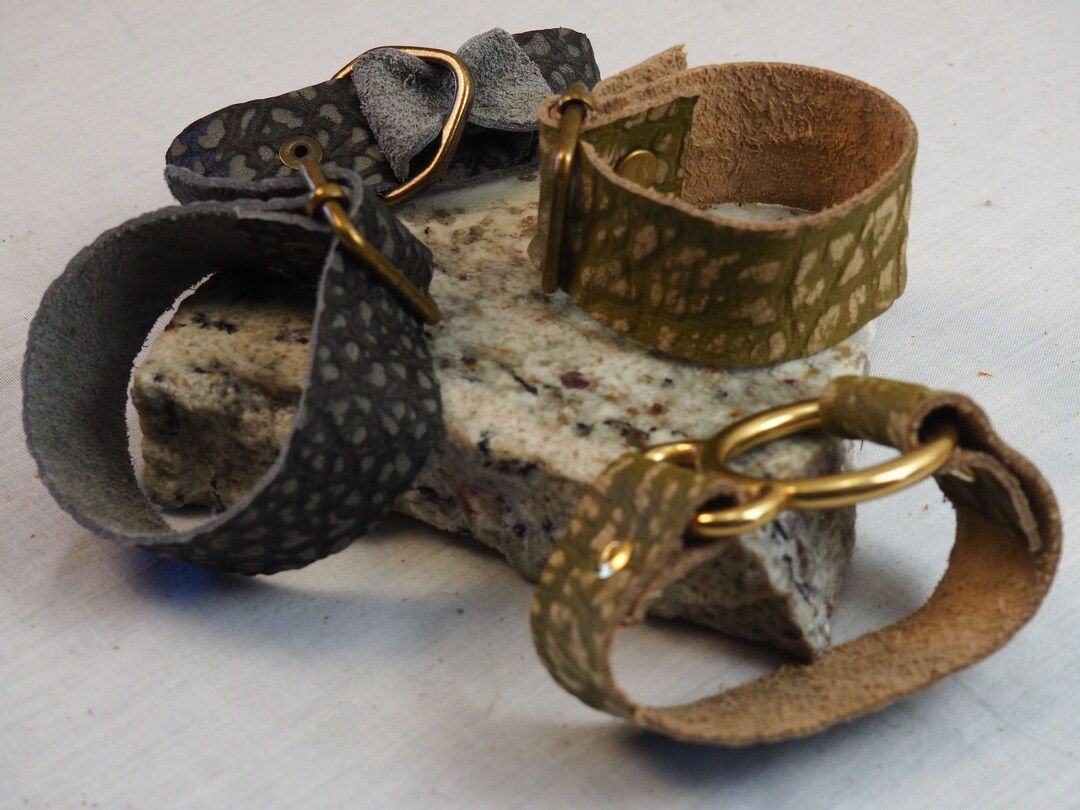 Leather Scarf Cuffs, Leather Shawl Wrap, Textured Cowl Cuff, Genuine Leather Bracelet, Custom