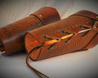 Leather Arm Guards; Custom Fit and Personalized Bracers; Leather Vambraces; LARP Armor; RenFaire Costume