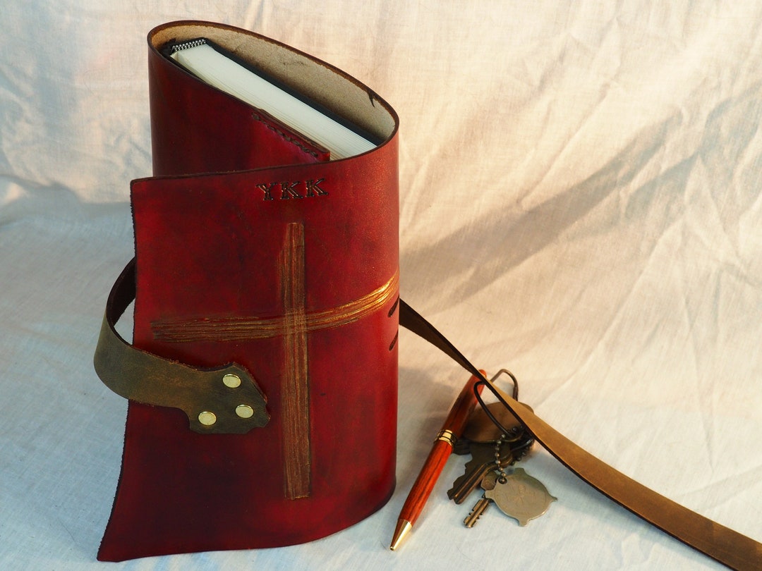 Red Leather Journal With Cross Refillable Notebook Cover Pen Holder and