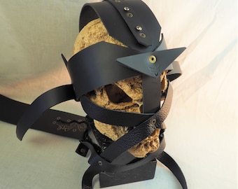 Handmade Leather Face Mask, Adjustable Head Harness