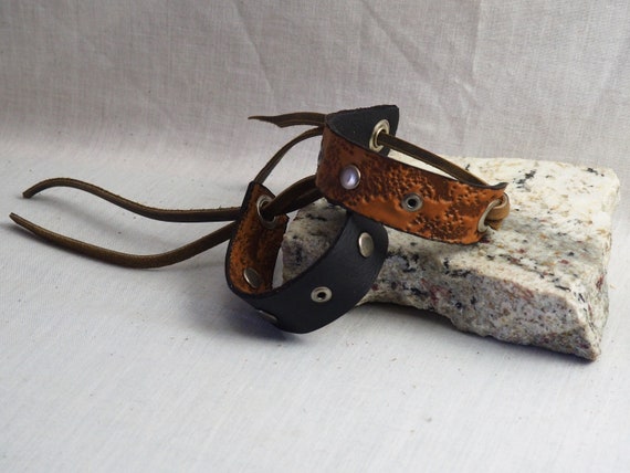 Leather on sale cuffs etsy