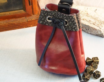 Custom Leather Drawstring Dice Pouch; Medieval Renaissance Coin Satchel; Dice Bag; Many Colors Available; Medium Size; Personalization Avail