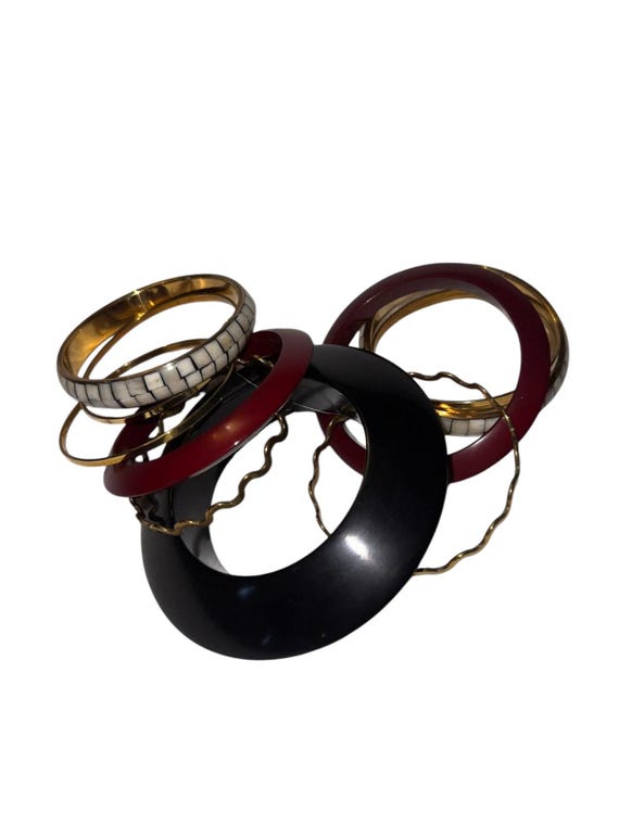 Iris Apfel & Bajalia Stacked Bracelets Set Black … - image 4