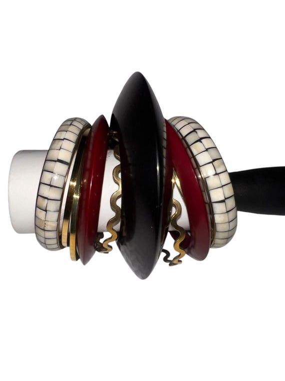 Iris Apfel & Bajalia Stacked Bracelets Set Black … - image 1