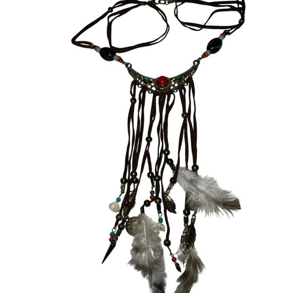 Iris Apfel & Bajalia Feather Dangle Bib Necklace … - image 2