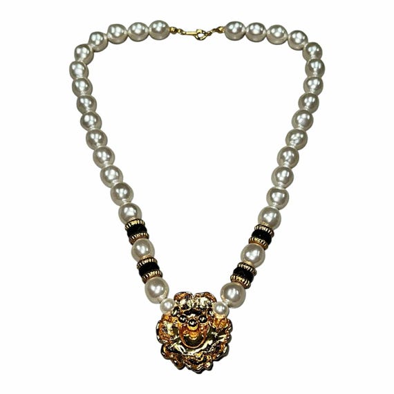 Vintage Kenneth Jay Lane KJL Avon Faux Pearls Ony… - image 2