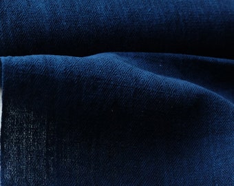 Natural Plant Dye Hand Woven Medium Thick Cotton Fabric By Ancient Loom Hand Dyed Indigo Blue ONE Meter Unit