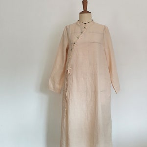 Hanfu Long Shirt Linen Hanfu Qipao Shirtdress Chinese Hanfu Modified Hanfu Ramie Dress Shirt Neza Studio Slopping Laple Linen Dress wrap Top