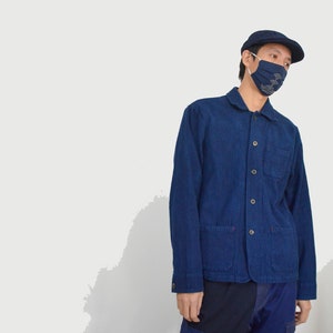 Neza Studio Indigo Blue Vintage French Worker Jacket Replica Noragi Fabric