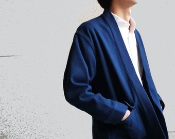 Japanese Noragi Jacket Kimono Jacket Sashiko Fabric Indigo Blue Kimono Top Noragi Coat Blue Top Kimono Shirt