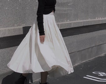 White Cotton A Line Skirt Cotton skirt Cotton dress white flare skirt princess Skirt Cake skirt layered skirt made to order