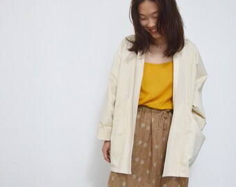 Kimono Jacket Over sized Jacket Large Pockets Spring Jacket Unisex Cotton Loose fit Jacket Creamy color Minimalist Style Jacket