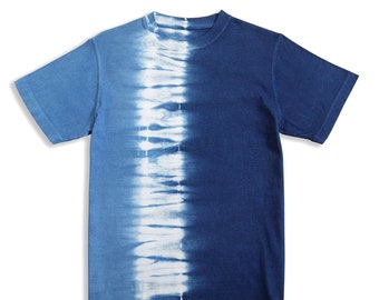Natural dye Batik dye tie dye Blue indigo Dye Tee shirt unisex Tee shirt soft cotton T shirt gift for him