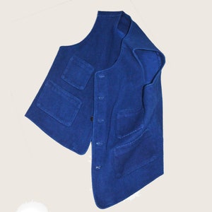 Indigo bleu teint à la main Sashiko gilet de travail gilet de travail rétro bleu teinture végétale Neza Studio VTG Style gilets de reprise image 1